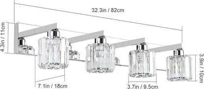 Aipsun Crystal Bathroom Vanity Light Modern Vanity Lighting Fixtures Crystal Vanity Light for Bathroom 4 Lights(Not Include Bulb)