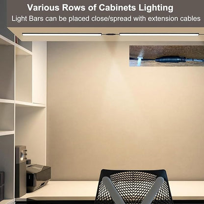 Martronic Black Under Cabinet Lighting Kits, 3-Pack 12In Dimmable LED Under Cabinet Lights Bars with 12V Power Adapter, 6000K Cool White Kitchen Under Counter Lights for Kitchen Cabinets, Book Shelves