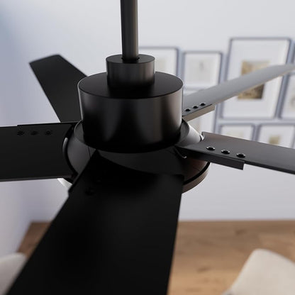 Ceiling Fans with Lights and Remote Control, 52 Inch Modern Ceiling Fan with 3CCT Dimmable LED, 6 Speeds, Quiet Reversible DC Motor, Timer, Black Ceiling Fan for Living Room, Kitchen, Outdoor Patio
