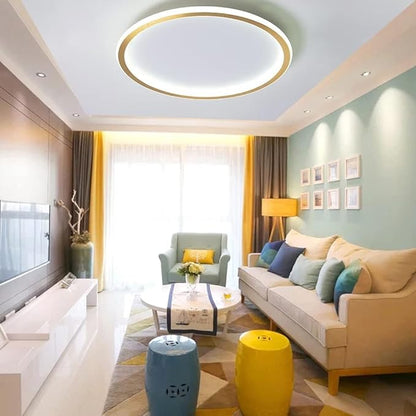 Dimmable LED Ceiling Light Fixture Flush Mount,12" Modern Round Recessed Ceiling Lamp with APP Adjustment,Gold Ceiling Lamp 3000K-6000K 33W Close to The Ceiling Lighting for Bedroom Living Room