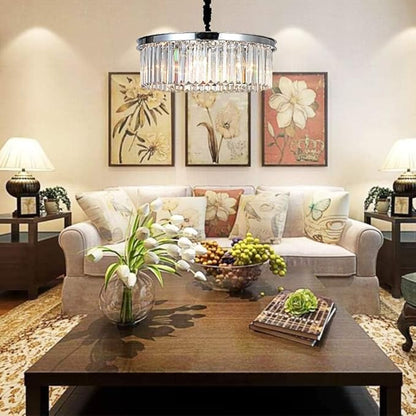 Crystal Chrome Chandelier Modern Chandeliers Lighting Pendant Ceiling Light Fixture 2-Tier for Dining Room Living Room Kitchen Island W21.6