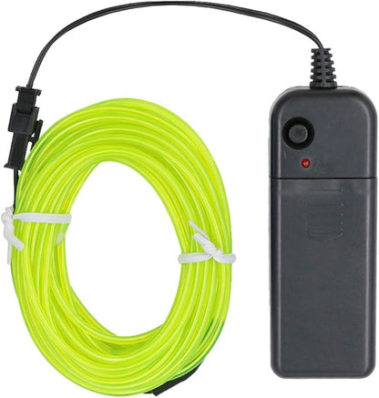 Searik EL Wire Fluorescent Green Lights 16.4ft/5m, Portable EL Wire Glowing Battery Powered Neon Rope Lights LED Strips for Halloween Decorations Party Favor Festival Car DIY Clothes Decor