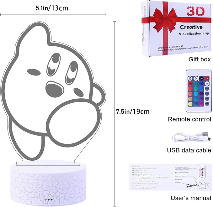 3D Night Light LED Table Lamp 16 Colors Changing with Remote Control Room Decor Gifts for Fans Christmas Birthday