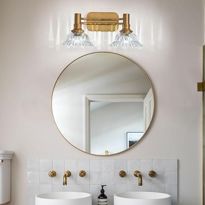 Vintage Brass Bathroom Vanity Light Fixtures 2-Light Bathroom Light Fixtures Wall Sconces Lighting for Bathroom Living Room Bedroom/Entryway
