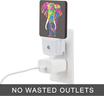 Elephant Night Light,Colorful Elephant Plug-in Night Lights with Dusk-to-Dawn Sensor for Stairway/Hallway/Kitchen Sleep Friendly lamp for Women/Girls/Boys Gift,0.5W