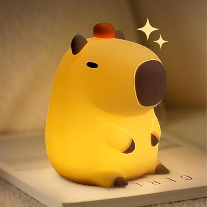 Capybara Cute Night Light for Kids, Rechargeable LED Dimmable Silicone Nightlight for Kids,Funny Light Up Capibara,Squishy Capybara Lamp Xmas Gifts