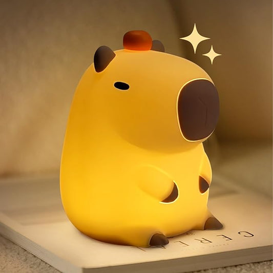 Capybara Cute Night Light for Kids, Rechargeable LED Dimmable Silicone Nightlight for Kids,Funny Light Up Capibara,Squishy Capybara Lamp Xmas Gifts