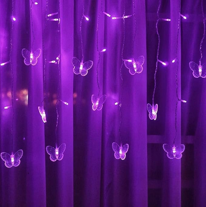 Butterfly Curtain Fairy String Lights, 120LED 8 Modes USB Powered Timer Firefly Twinkle Light with Romote, 14.7FT Copper Wire Hanging Decoration for Room, Wedding, Bedroom, Party, Christmas Decor