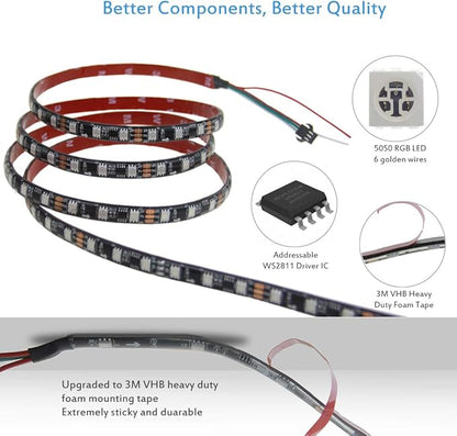ALITOVE WS2811 RGB-IC Addressable LED Light Strip 16.4ft 300LEDs 12V LED Strip Lights Dream Color Programmable LED Pixel Rope Light Waterproof IP65 with 3M VHB Adhesive Back(No Adapter & Controller)