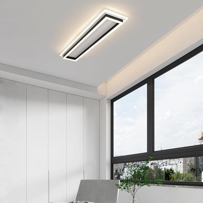 Dimmable Led Ceiling Light with Remote Control 31.5in Modern Linear Flush Mount Ceiling Lighting Fixture Acrylic Long Ceiling Lamp for Living Room Kitchen Dining Room Hallway