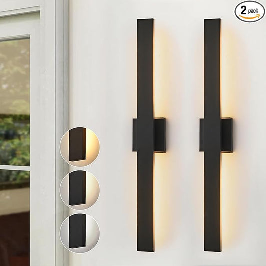 Upgraded 2-Pack 59in Black Long Modern LED Outdoor Wall Lights 3000K 4000K 5000K Dimmable Exterior Wall Sconce Outside Light fixtures for House Garage Front Door