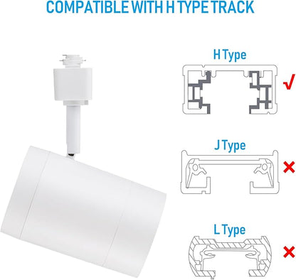 LEONLITE 8-Pack Retail Pro Series 17.5W LED H Track Lighting Heads, ETL, Commercial Dimmable H Track Light Heads for Store Shop Restaurants, CRI90 Track Lighting, 4000K, Matte White