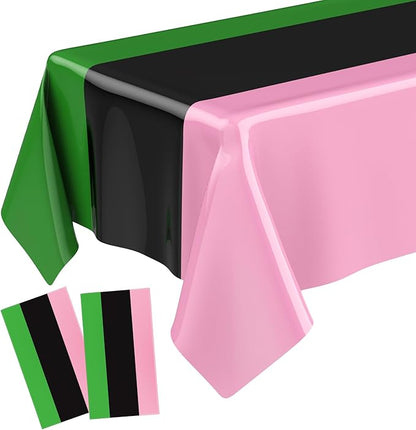 Oudain 2 Pcs Witch Princess Theme Party Pink & Green & Black Party Tablecloth 54 x 108 Inch Plastic Rectangle Tablecloth Waterproof Table Cover for Witch Princess Theme Birthday Decoration