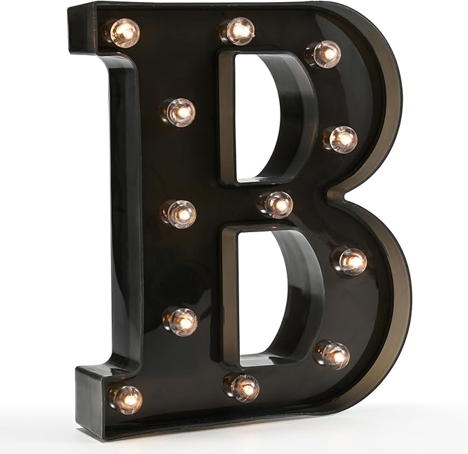 OYCBUZO Light Up Black Alphabet Marquee Letters Sign LED Marquee Number Lights Sign for Night Light Home Bar Christmas Lamp Birthday Party Wedding Decorations B