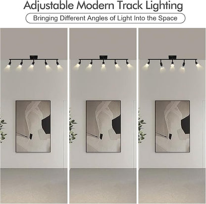 BoostArea 5 Light Track Lighting Fixtures Ceiling, Matte Black Kichen Track Lighting, Rotatable Light Heads, Adjustable Modern Directional Ceiling Light for Kitchen,No Bulbs