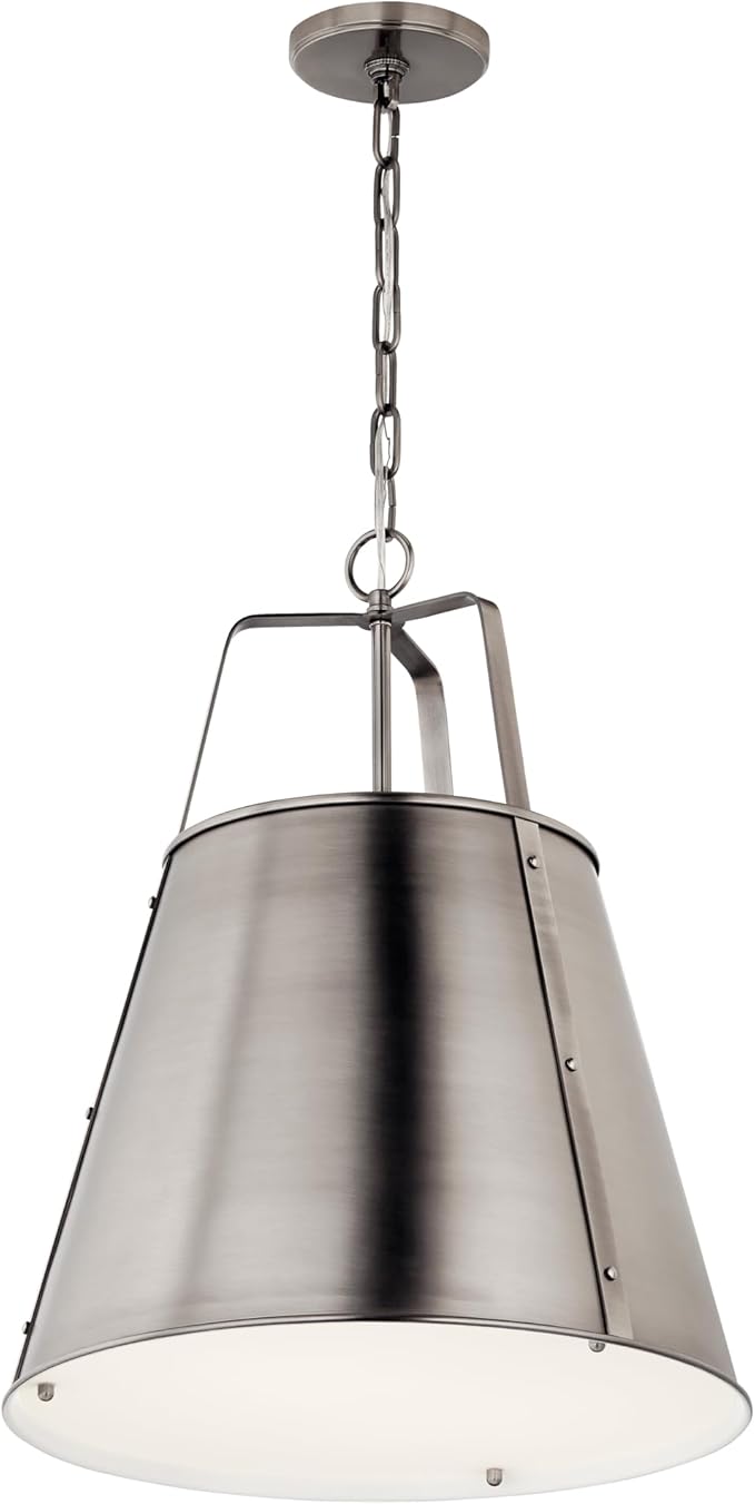 Kichler Etcher 2-Light Pendant Light Fixture, Updated Traditional Kitchen Island Hanging Light with Etched Painted White Glass Diffuser in Classic Pewter (22.5" x 18"), 52711CLP