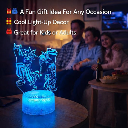 3D Illusion Night Light LED Lamp with Remote Control 16 Color Changing Visual Bedroom Decoration (Dance ms)