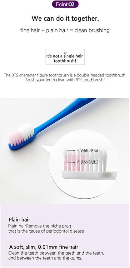 [BTS Official Merchandise] Fans Gift - K-Pop Idols Goods - BTS Character Figure Toothbrush with Convenient Magnetic Holder (Suga)