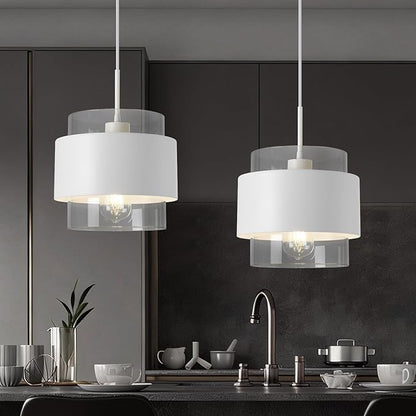 9.8" Modern Pendant Lights Kitchen Island, Industrial Pendant Lighting with Durable Metal Shades, Adjustable Hanging Light Fixtures for Kitchen Island Living Room Hallway,2 Pack