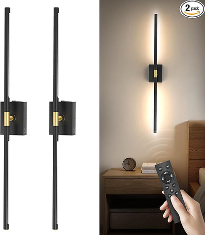 Battery Operated Wall Sconces Set of 2: 10000mAh Rechargeable Wall Lights, Easy Install 360° Rotate 3000K-6000K LED Wireless Wall Light Decor for Bedroom Living Room Hallway Picture Lighting Gallery