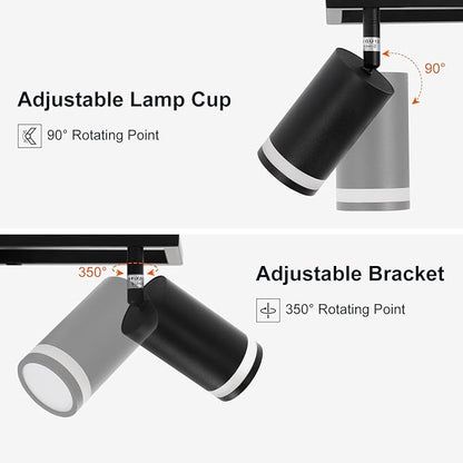 Ketom 6-Light Track Lighting Fixtures Ceiling, GU10 Black Led Ceiling Spotlight, Modern Track Light Kit for Kitchen Hallway Living Room