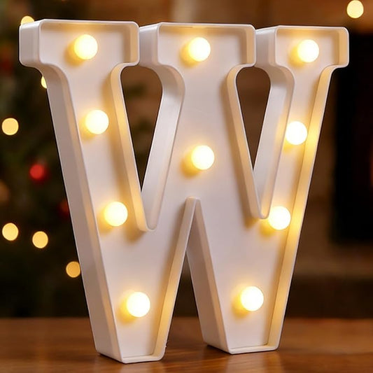 Small Led Marquee Letters, Light Up Letters, 8.58 Inch Led Letter Lights, Battery Powered Lighted Sign for Table, Party, Birthday, Christmas Decor (Letter W)