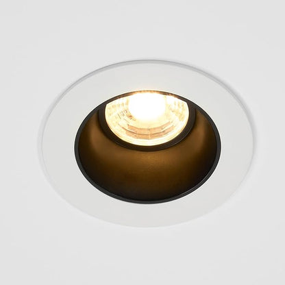 Maxxima 2 in. Ultra-Thin Recessed Anti-Glare LED Downlight - Canless IC Rated, 5 Color Temperature Selectable 2700K/3000K/3500K/4000K/5000K, Dimmable Round White Trim Black Baffle, 90 CRI