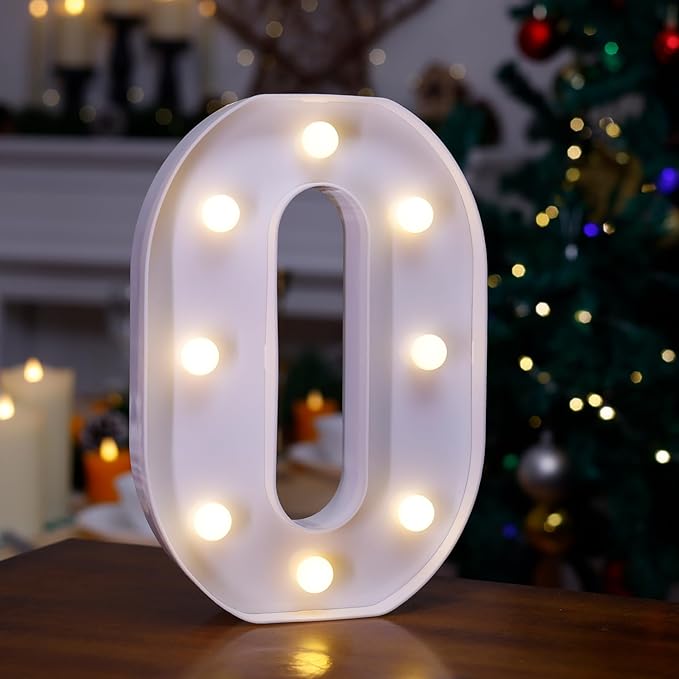 LED Marquee Sign Light Up Letters, Alphabet Light Up Letters Sign, Battery Powered LED Letter Lights for Night Light, Wedding, Birthday, Party, Christmas or Home Decor (Letter O)