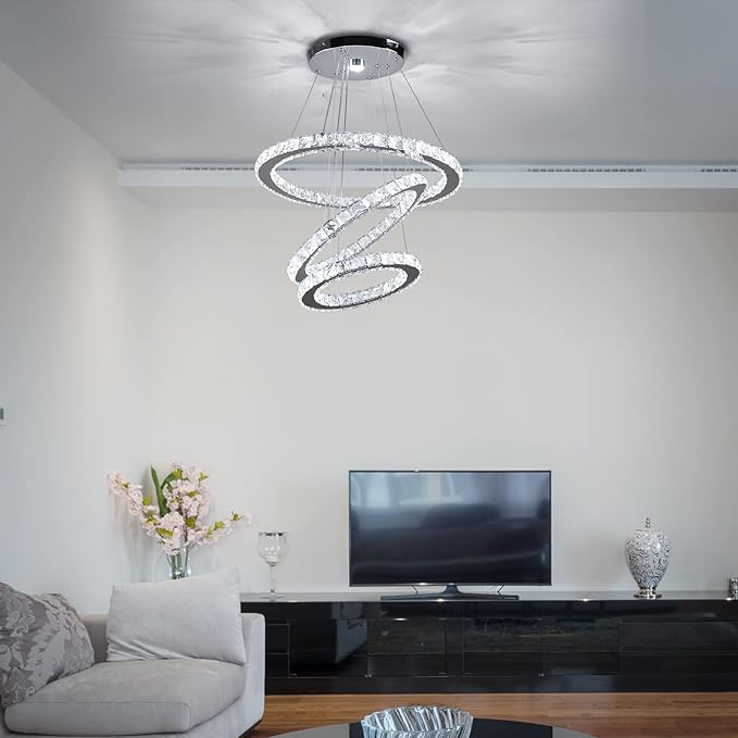Modern Crystal Chandeliers LED Chandelier Pendant Lights Chandelier Rings Pendant Light (Cool White 30/40/50)