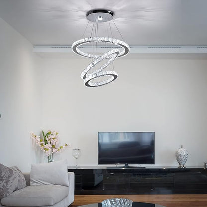 Modern Crystal Chandeliers LED Chandelier Pendant Lights Chandelier Rings Pendant Light (Cool White 30/40/50)