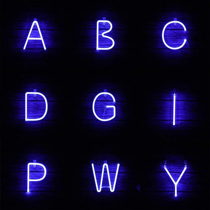ENUOLI Blue Neon Letter A LED Signs USB/Battery Powered Lights Alphabet Sign Marquee Letter Decor Night Lights