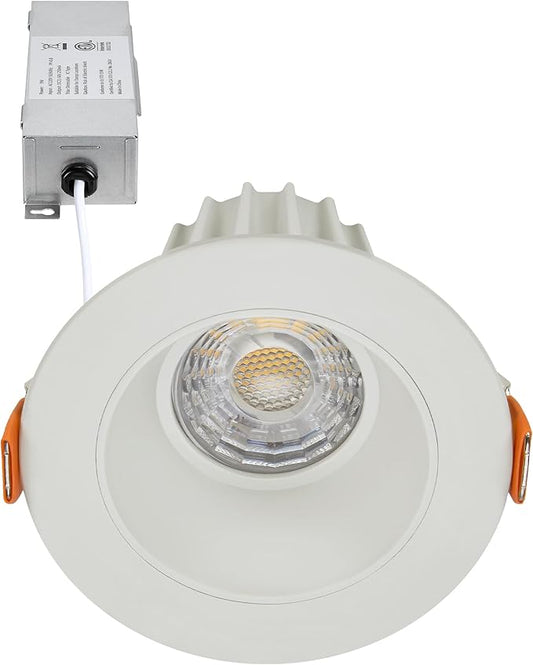 Maxxima 2 in. Ultra-Thin Recessed Anti-Glare LED Downlight - Canless IC Rated, 5 Color Temperature Selectable 2700K/3000K/3500K/4000K/5000K, Dimmable, Round Stone Gray Trim, 90 CRI