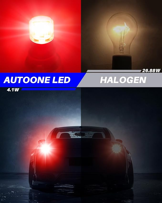 AUTOONE Upgraded 1157 LED Bulb Red, Super Bright1157R 2057 2357 7528 BAY15D LED Replacement with Projector for Tail Brake Stop Signal Reverse Backup Marker Parking Running Light, Pack of 2