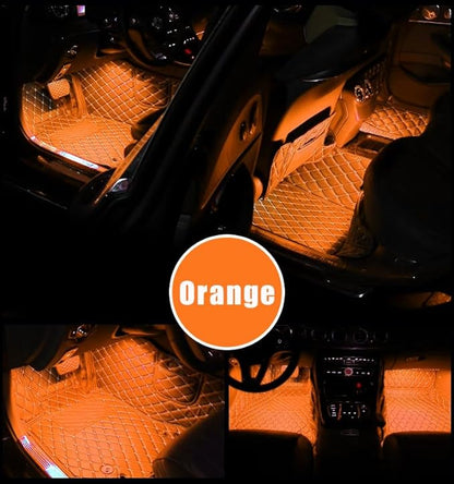 Car Interior LED Lights,Car Accessories, Automotive Ambient Neon Light Kit with USB Port, Gifts for Men and Women, 4 in 1 Decoration Lights for Car, Garden, Home, Party (Orange)