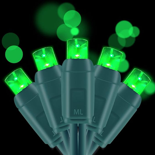 UL Listed 50 Count Dimmable 5MM Wide Angle Led Christmas Lights,Outdoor Pastel Mini Led String Lights for Garden Patio Trees Lighting Decoration,17 Feet Green Wire (Green Color)