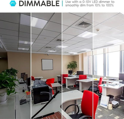 2x2 FT Center Basket LED Troffer Panel Light, 20/30/40W, 3 Color Options 3000K | 4000K | 5000K, Dimmable Drop Ceiling Lights, 2500/3750/5000 Lumens, Damp Rated, 120-277V, DLC Premium (4 Pack)