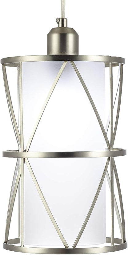 Modern Mini Pendant Light in Brushed Nickel Finish with Frosted Glass Shade 1-Light Adjustable Cylinder Pendant Lighting Fixture for Kitchen Island Sink Dining Room Counter Farmhouse