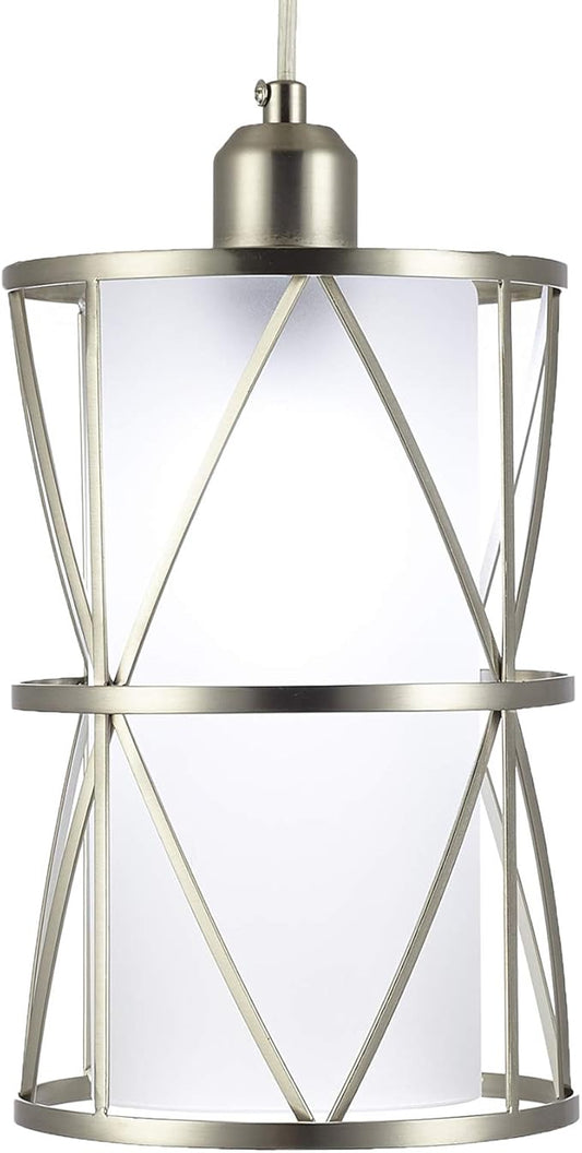 Modern Mini Pendant Light in Brushed Nickel Finish with Frosted Glass Shade 1-Light Adjustable Cylinder Pendant Lighting Fixture for Kitchen Island Sink Dining Room Counter Farmhouse