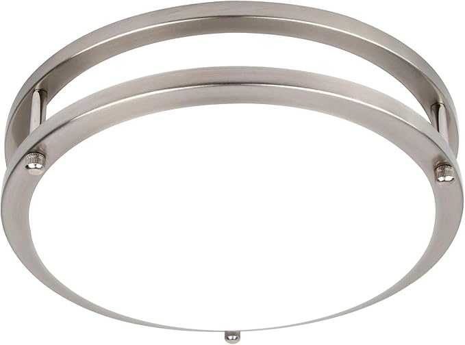 Hlite 13inch LED Flush Mount Ceiling Light, 36W 3600LM Ultra Bright, 5000K Daylight White Ceiling Light Fixture for Bedroom Kitchen Bathroom Hallway, Nickel