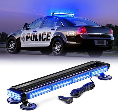 Xprite 26" COB LED Strobe Rooftop Flashing Light Bar, Double Side Hazard Warning Beacon Safety Police Lights w/Magnetic for Emergency Vehicles Trucks Cars Volunteer Traffic Security Blue