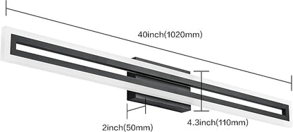 SOLFART 40 Inch LED Bathroom Light Matte Black Bathroom Vanity Light 5 Color Adjustable Light Fixtures for Bath Room Above Mirror 5CCT