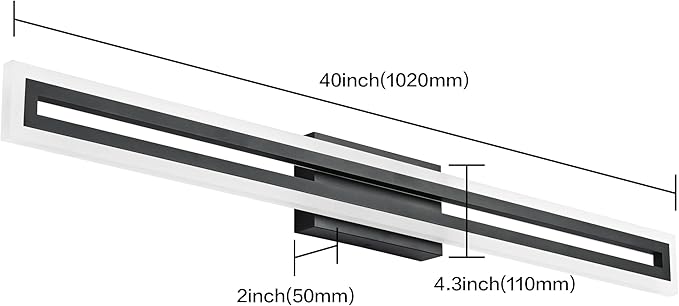 SOLFART Vanity Light Bathroom Light Fixtures Over Mirror Bathroom Vanity Light Fixtures Black Modern Light Fixture 6000K