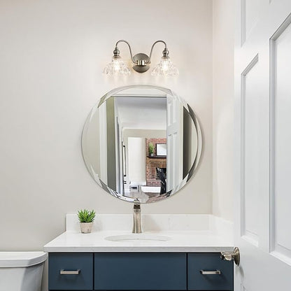 Brushed Nickel 2 Light Bathroom Vanity Light Fixtures Modern Vanity Lights for Bathroom Living Room Vintage Wall Sconces Over Mirror Hallway Wall Lamp