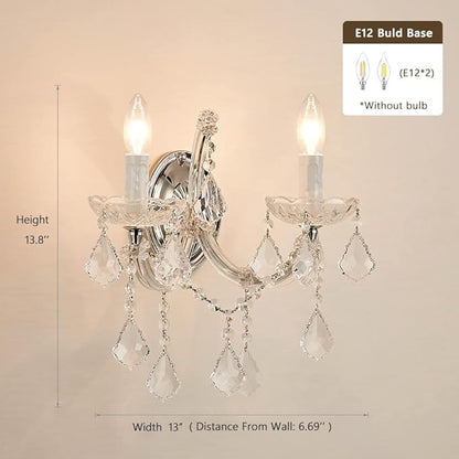 Crystal Wall Lights, Modern Sconces - Brilliant 2 Light Maria Theresa Wall Lamp Light Fixtures, Wall Mounted Lamp for Bedroom, Living Room, Bedside, Corridor