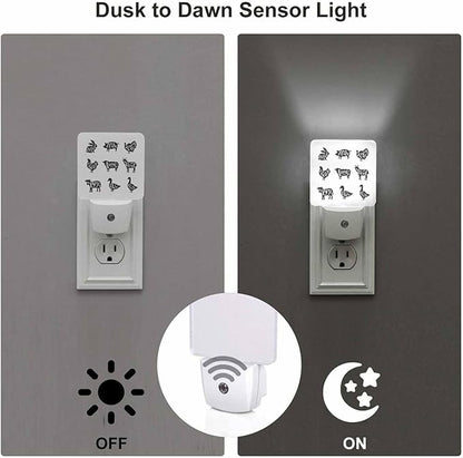 LED Night Light Plug into Wall with Dusk to Dawn Light Sensor White Energy Efficient Turkey Chicken Farm Animal Nightlight for Bedroom Bathroom Hallway Living Room Kitchen