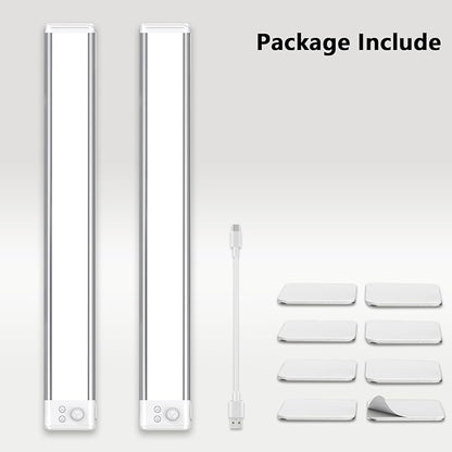 SyouHome 15.7inch Under Cabinet Lighting Rechargeable, 100 LED Super Bright, Motion Sensor, 3 Color Temps & Dimmable, Long Lasting Wireless Magnetic Closet Light for Kitchen, Pantry, Stairs (2 Pack)