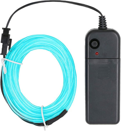 Searik LED Neon Light Ice Blue, 16.4ft/5m Portable EL Wire Glowing Rope Lights LED Strips with Battery Controller for Halloween Decorations Party Favor Festival DIY Car Clothes Decor (Light Blue)