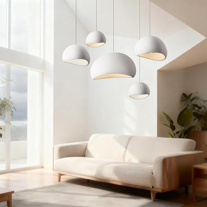 60CM White Modern Pendant Lights,Adjustable Hanging Light Fixtures,Japanese Hanging Lamp,Japandi Chandelier Light,Island Lights for Kitchen(White, 60cm/23.6in)
