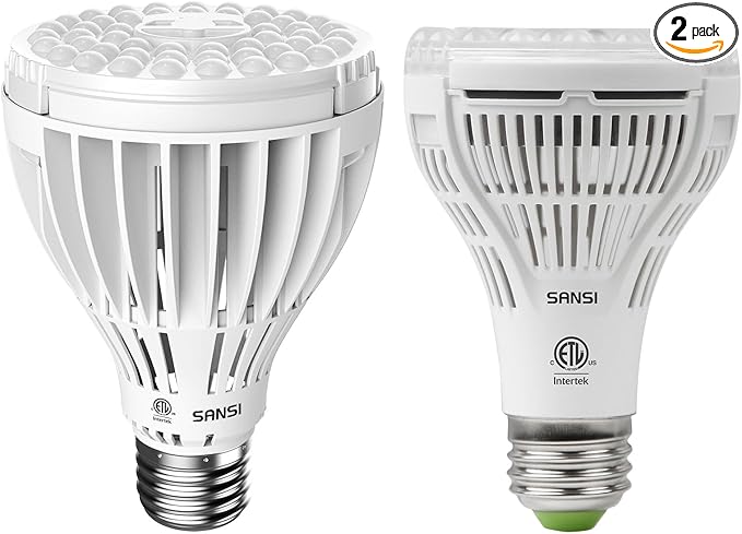 SANSI LED Grow Light Bulb 2Pack, PAR25 24W 1Pack + PAR25 15W 1Pack, Full Spectrum LED Grow Bulb for Indoor Plants
