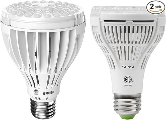 SANSI LED Grow Light Bulb 2Pack, PAR25 24W 1Pack + PAR25 15W 1Pack, Full Spectrum LED Grow Bulb for Indoor Plants